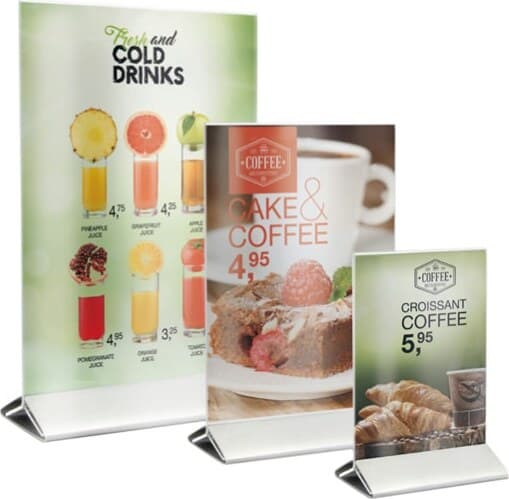 Display da tavolo - A5 - base acciaio - Securit Cancelleria e prodotti per ufficio/Archivio ufficio e accessori per scrivania/Accessori da scrivania e archiviazione/Portabrochure Eurocartuccia - Pavullo, Commerciovirtuoso.it
