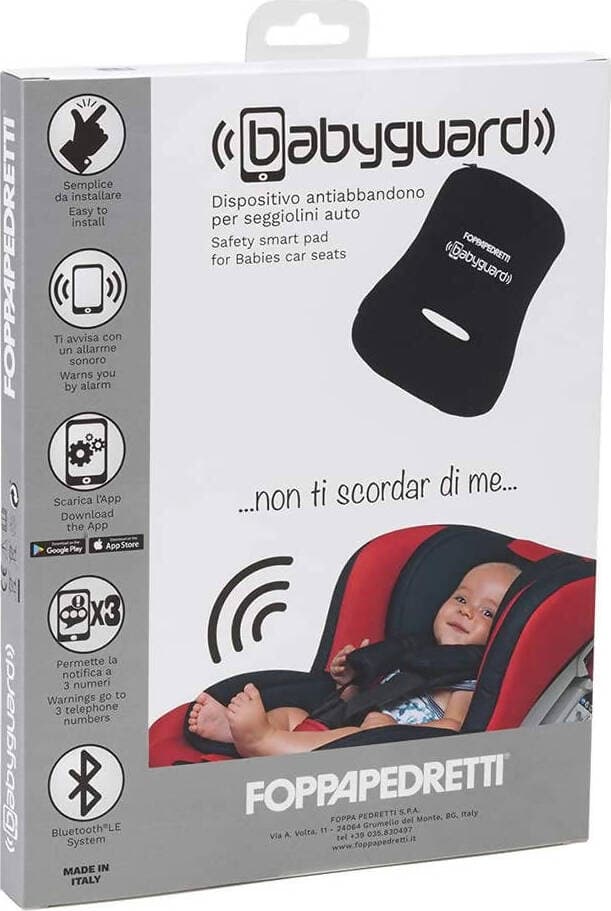 Dispositivo Antiabbandono Foppapedretti Babyguard Nero per Seggiolino Auto Foppapedretti Con App per Smartphone Dispositivo Antiabbandono Tecnologia Bluetooth Le System
