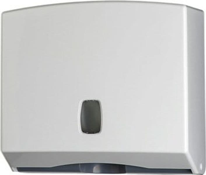 Distributore asciugamani piegati Basica - 25x9 2x22 cm - bianco-grigio - Medial International Commercio Industria e Scienza/Forniture sanitarie e igieniche/Prodotti di carta/Asciugamani di carta Eurocartuccia - Pavullo, Commerciovirtuoso.it