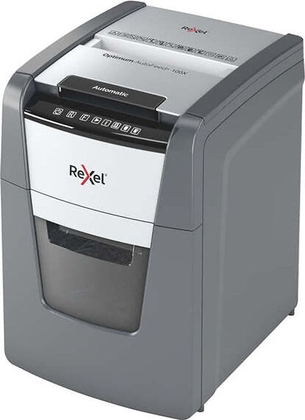 Distruggidocumenti Optimum AutoFeed+ 100X - a frammenti - Rexel Cancelleria e prodotti per ufficio/Elettronica per ufficio/Accessori/Accessori per distruggidocumenti Eurocartuccia - Pavullo, Commerciovirtuoso.it