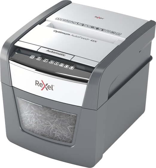 Distruggidocumenti Optimum AutoFeed+ 45X - a frammenti - Rexel Cancelleria e prodotti per ufficio/Elettronica per ufficio/Accessori/Accessori per distruggidocumenti Eurocartuccia - Pavullo, Commerciovirtuoso.it