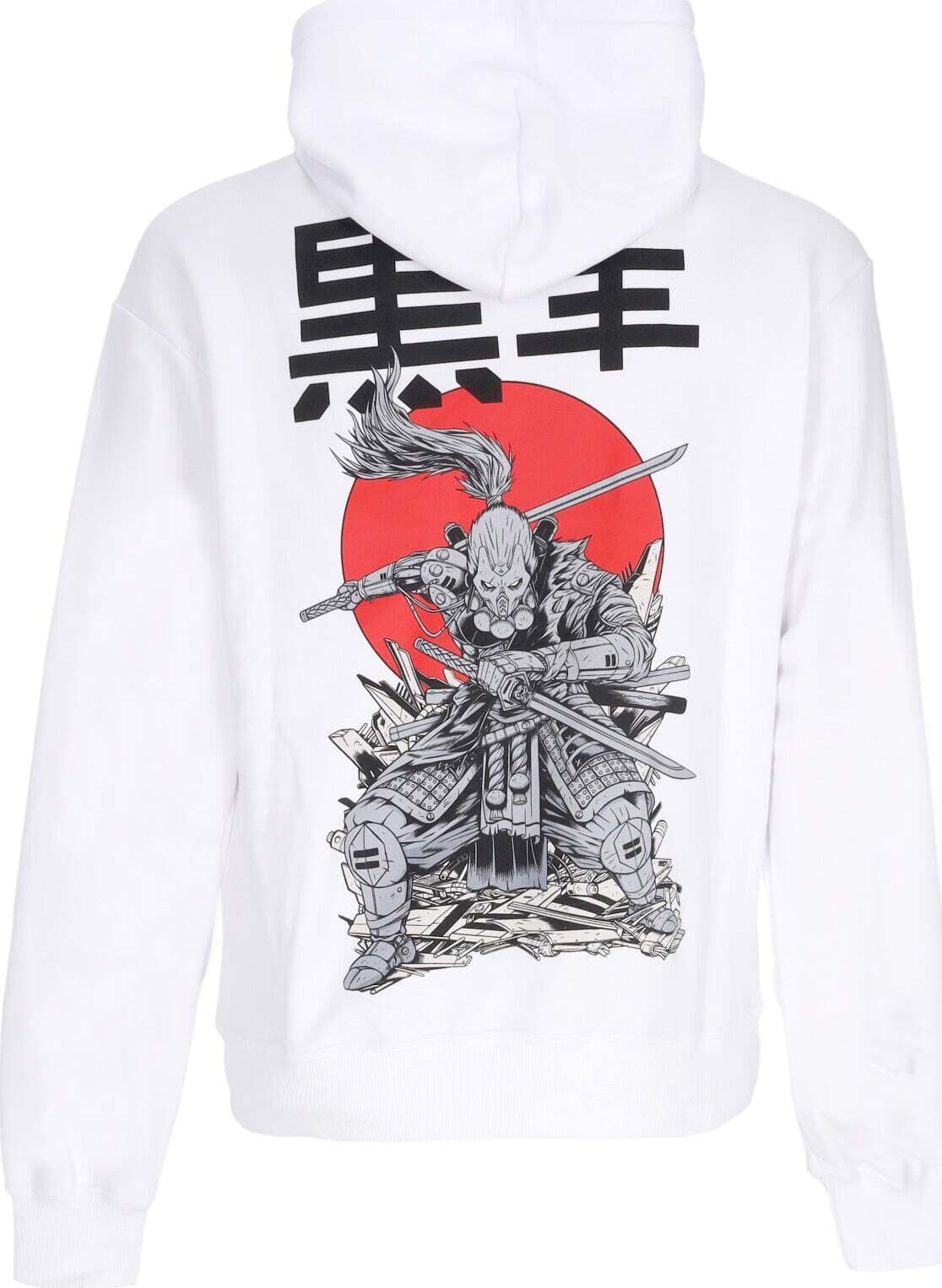 DOLLY-NOIRE-Felpa-Leggera-Cappuccio-Uomo-Miyamoto-Musashi-Hoodie-White-da-uomo