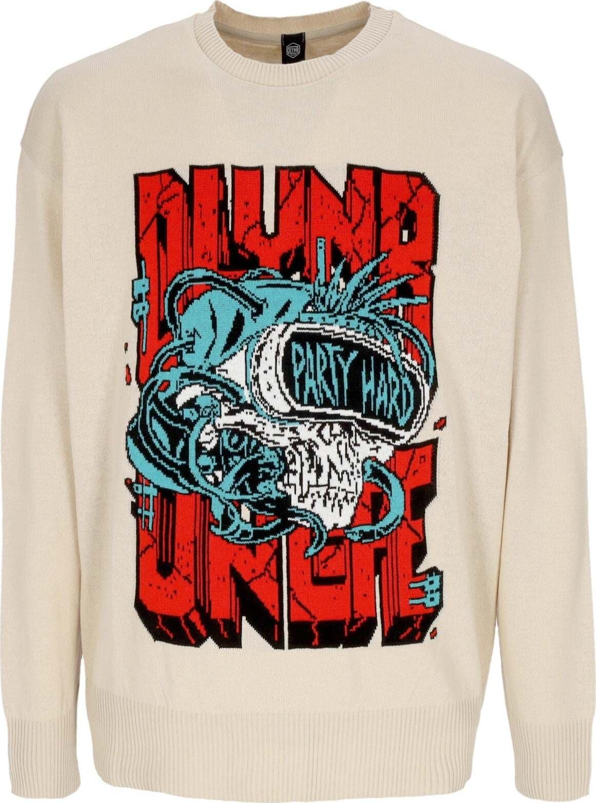DOLLY-NOIRE-Maglione-Leggero-Uomo-Party-Hard-Skull-Sweater-Beige-Moonlight-da-uomo