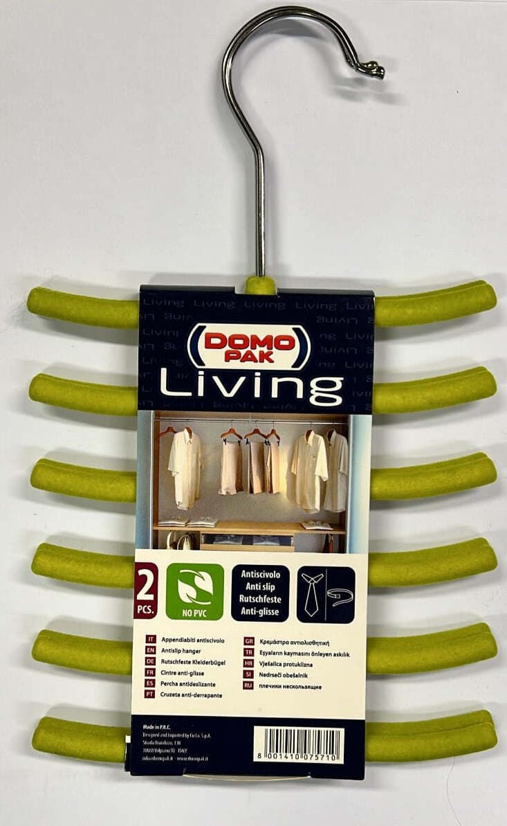 DOMOPAK---SET-2-GRUCCE-APPENDI-CRAVATTE,-ANTISCIVOLO---16CM-COLORI-VERDE-MELA-E-MARRONE