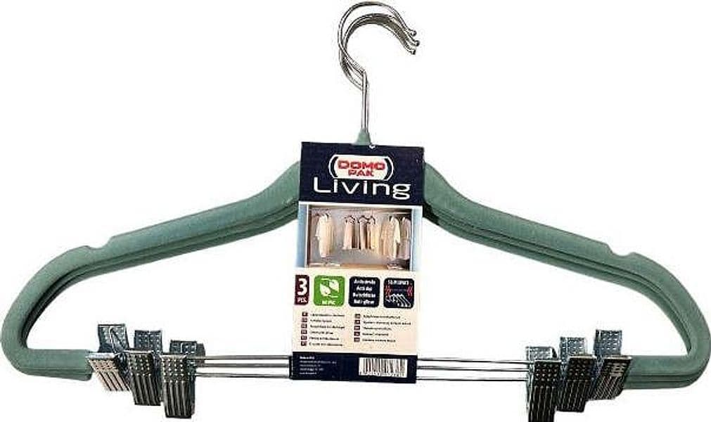 DOMOPAK - SET 3 GRUCCE APPENDIABITO CON PINZE VELLUTO 46cm