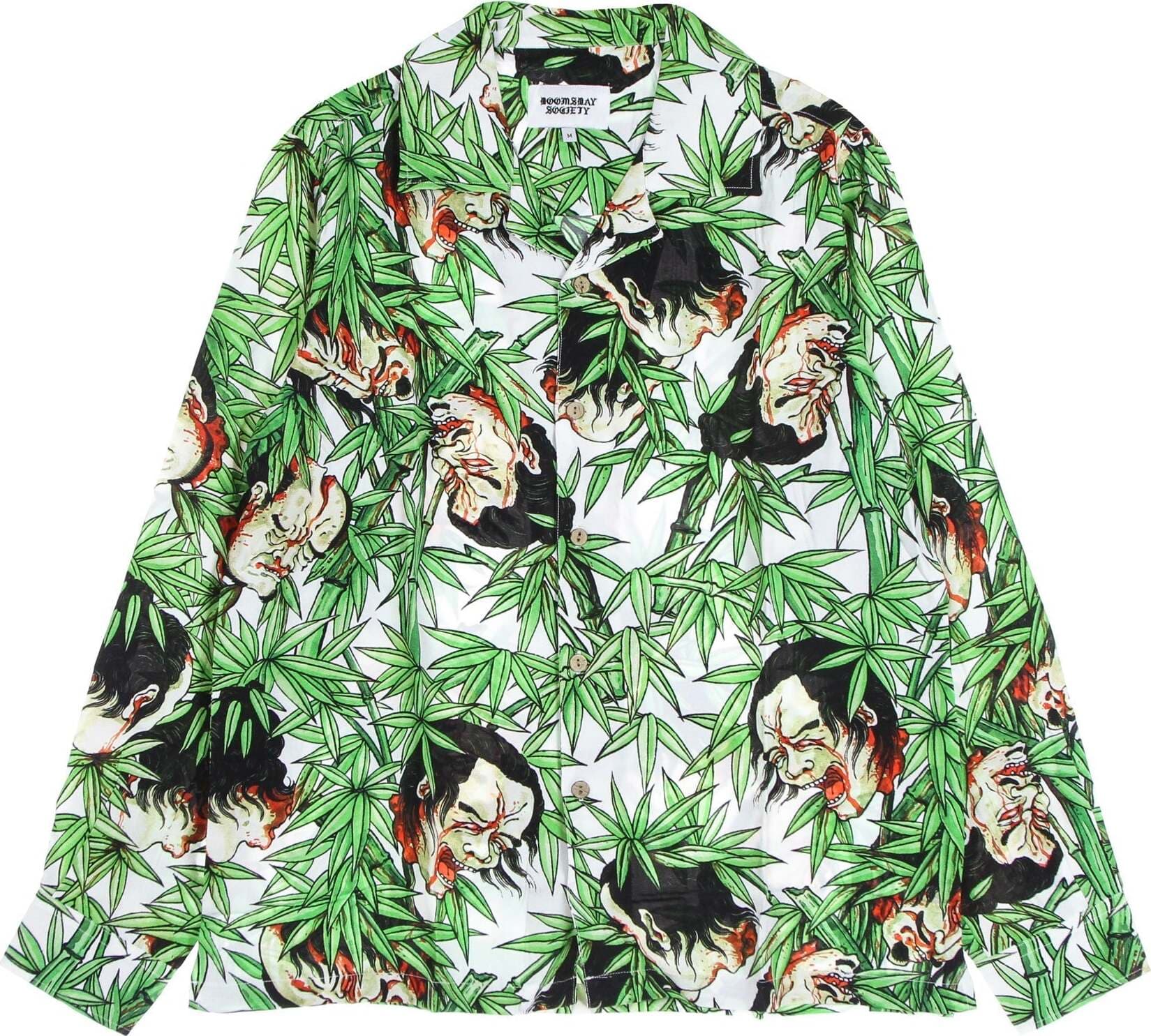 DOOMSDAY-Camicia-Manica-Lunga-Uomo-Bamboo-L/s-Rayon-Shirt-White/multi-da-uomo