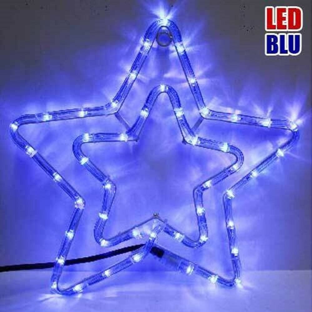 Doppia Stella Natalizia Luminosa 50 Led Colore Blu 37 X 37cm Per Uso Esterno in Catene luminose Trade Shop italia - Napoli, commercioVirtuoso.it