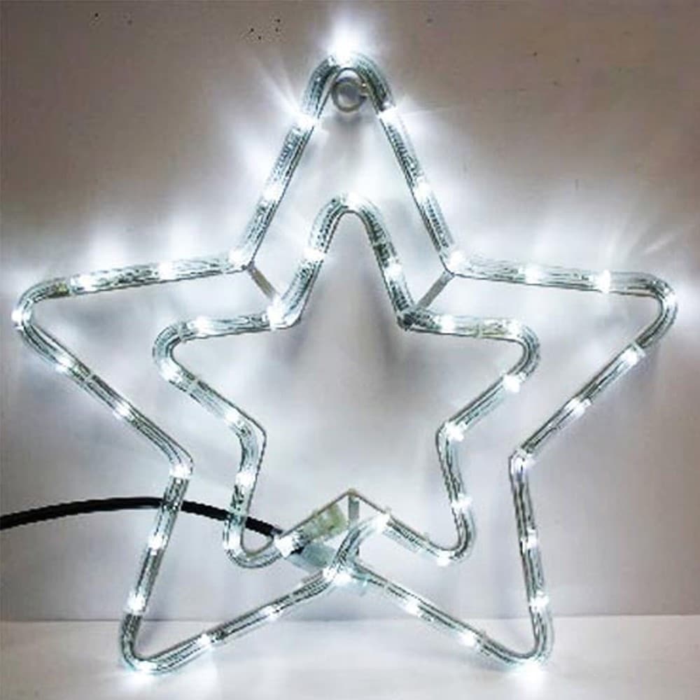Doppia Stella Natalizia Luminosa 75 Led Colore Bianco 55x55 Cm Per Uso Esterno in Catene luminose Trade Shop italia - Napoli, commercioVirtuoso.it