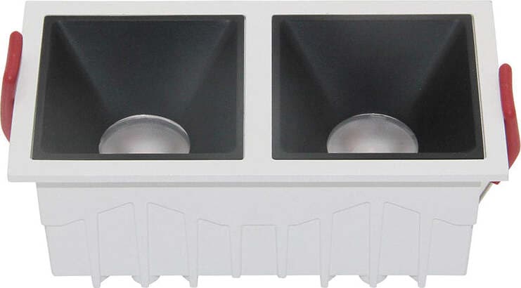 Doppio-Faretto-Da-Incasso-Moderno-Alfa-Alluminio-Bianco-Diffusori-Vetro-Bianco