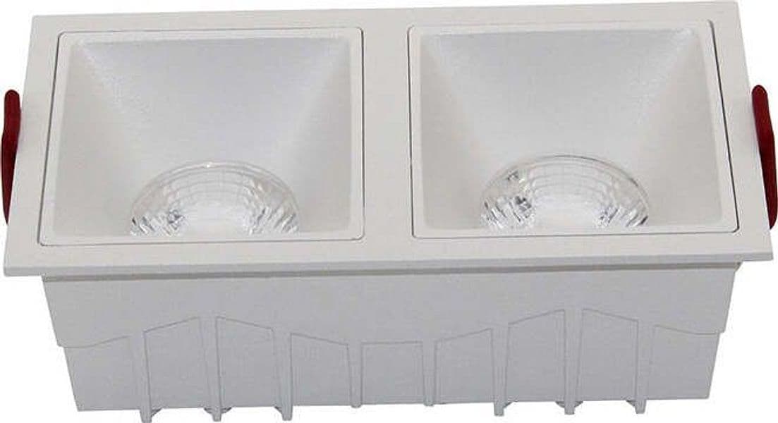 Doppio-Faretto-Da-Incasso-Moderno-Alfa-Led-Alluminio-Bianco-15W-Dimmerabile