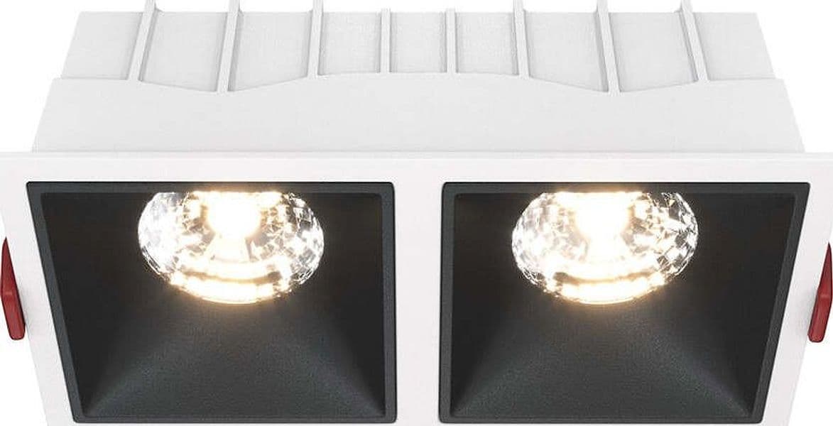 Doppio-Faretto-Da-Incasso-Moderno-Alfa-Led-Alluminio-Bianco-15W
