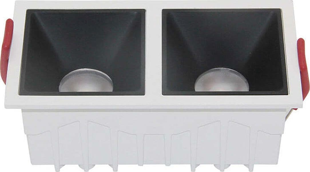 Doppio-Faretto-Da-Incasso-Moderno-Alfa-Led-Alluminio-Bianco-Dimmerabile