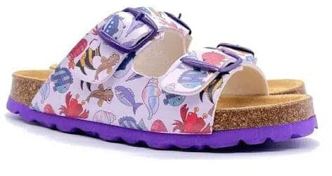 DOREA Ciabatta Dì2 Fibbie Bambina Viola in Zoccoli e sabot Calzature Durello - Agna, commercioVirtuoso.it