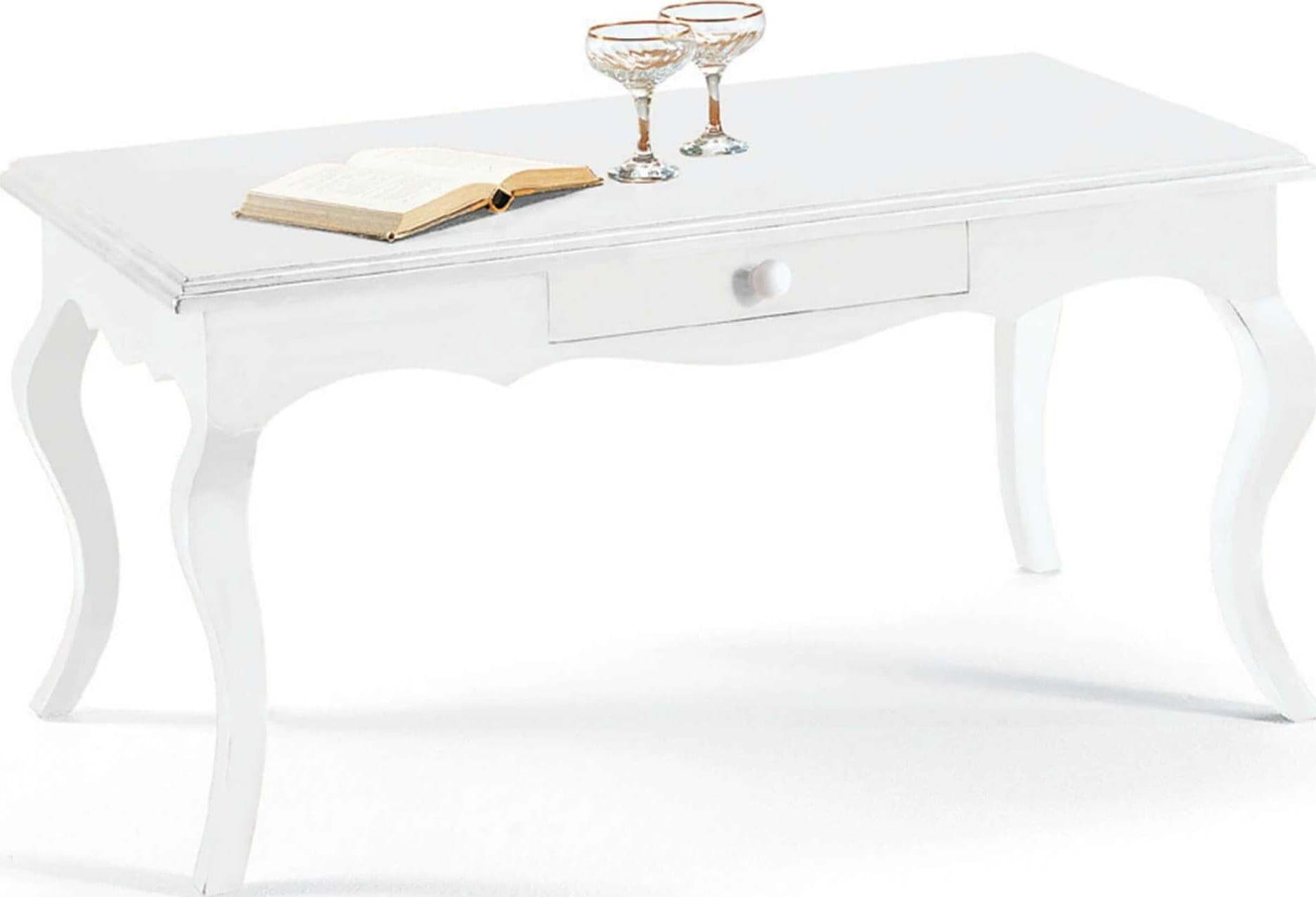DOUGLAS - tavolino in legno massello 100x50x45 Bianco Milani Home