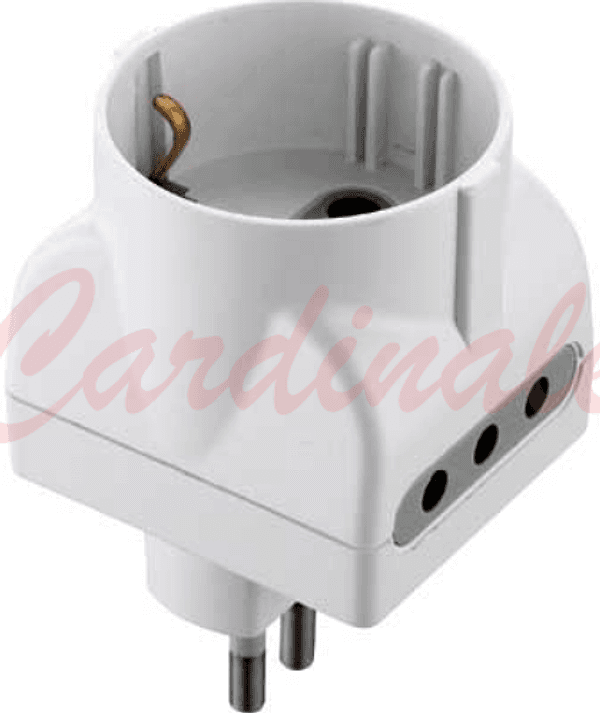 ADATTATORE TRIPLO SCHUKO/BIVALENTE 10A 2P+T prese 10A 2P+T Prese Spine in Adattatori universali da viaggio Eternal Brico - Ariano Irpino, commercioVirtuoso.it