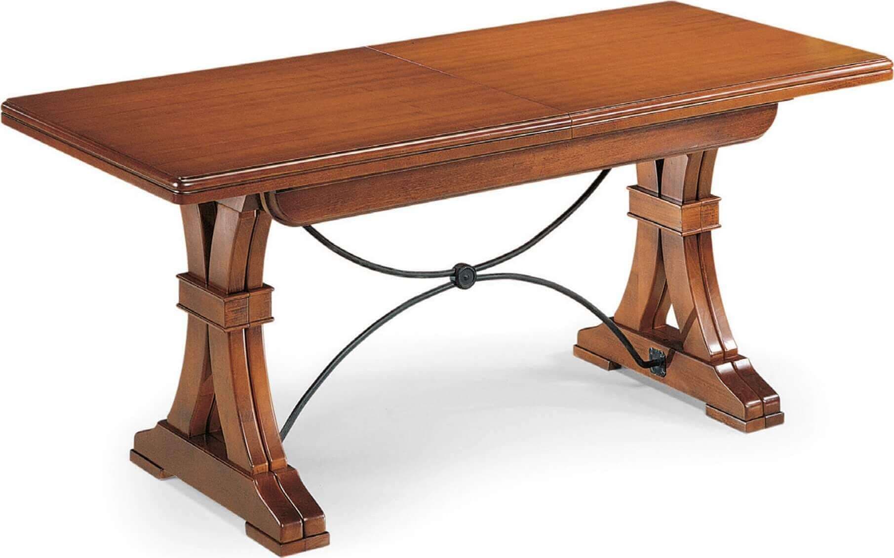 EDISON---tavolo-da-pranzo-allungabile-in-legno-massello-100x180/225/270/315/360-con-decoro-in-ferro-Tinta-noce-Milani-Home