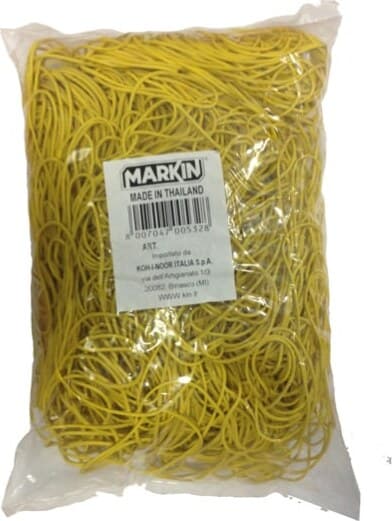 Elastici - gomma gialla - D 3 cm - Markin - sacco da 1 kg Cancelleria e prodotti per ufficio/Archivio ufficio e accessori per scrivania/Nastri colle elastici e graffette/Elastici Eurocartuccia - Pavullo, Commerciovirtuoso.it