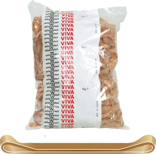Elastico fettuccia - caucciU' - D 5 cm x 5 mm - avana - Viva - sacco 1 kg Cancelleria e prodotti per ufficio/Archivio ufficio e accessori per scrivania/Nastri colle elastici e graffette/Elastici Eurocartuccia - Pavullo, Commerciovirtuoso.it