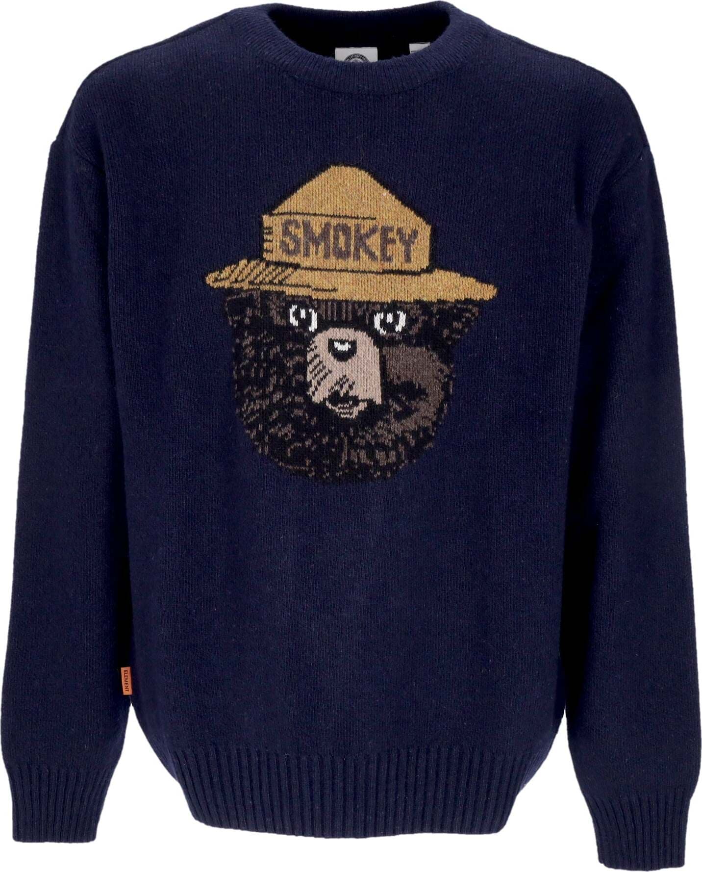 ELEMENT-Maglione-Uomo-Jacquard-Sweater-X-Smokey-Bear-Eclipse-Navy-da-uomo