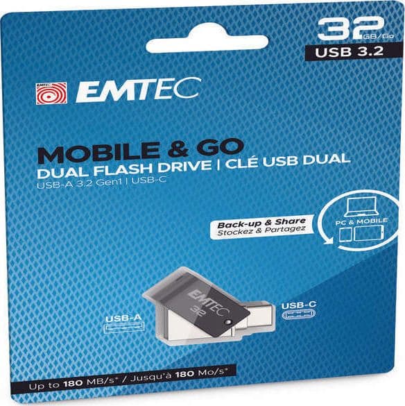Emtec - Dual USB3.2 T260 - Type-C - ECMMD32GT263C - 32GB Elettronica/Informatica/Dispositivi archiviazione dati/Dispositivi archiviazione dati esterni/PenDrive Eurocartuccia - Pavullo, Commerciovirtuoso.it