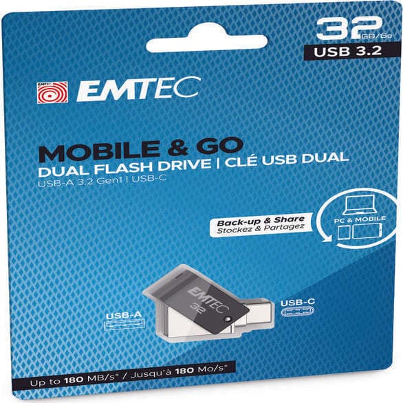 Emtec - Dual USB3.2 T260 - Type-C - ECMMD32GT263C - 32GB Elettronica/Informatica/Dispositivi archiviazione dati/Dispositivi archiviazione dati esterni/PenDrive Eurocartuccia - Pavullo, Commerciovirtuoso.it
