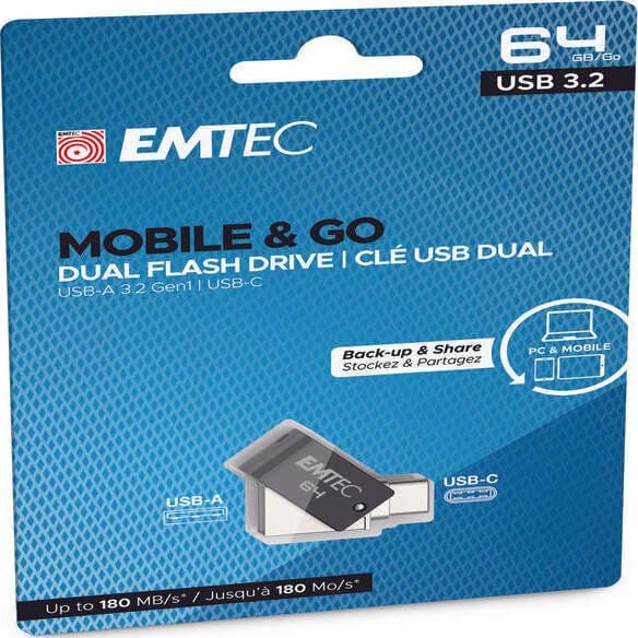 Emtec - Dual USB3.2 T260 - Type-C - ECMMD64GT263C - 64GB Elettronica/Informatica/Dispositivi archiviazione dati/Dispositivi archiviazione dati esterni/PenDrive Eurocartuccia - Pavullo, Commerciovirtuoso.it