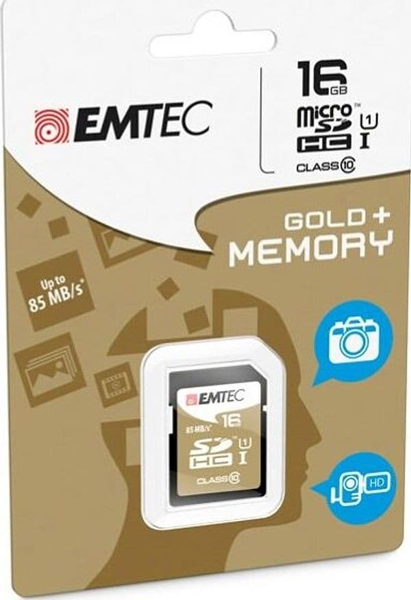 Emtec - SDHC Class 10 Gold + - ECMSD16GHC10GP - 16GB Elettronica/Informatica/Dispositivi archiviazione dati/Dispositivi archiviazione dati esterni/Schede di memoria/Schede Multimedia Eurocartuccia - Pavullo, Commerciovirtuoso.it