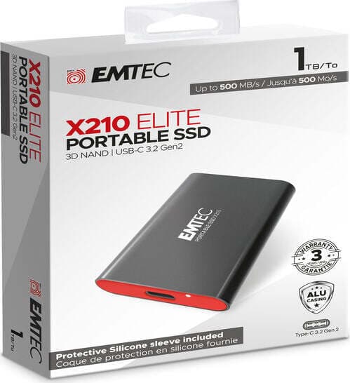 Emtec - X210 External - 1024G - con cover protettiva - ECSSD1TX210 Elettronica/Informatica/Dispositivi archiviazione dati/Dispositivi archiviazione dati esterni/Hard Disk esterni Eurocartuccia - Pavullo, Commerciovirtuoso.it