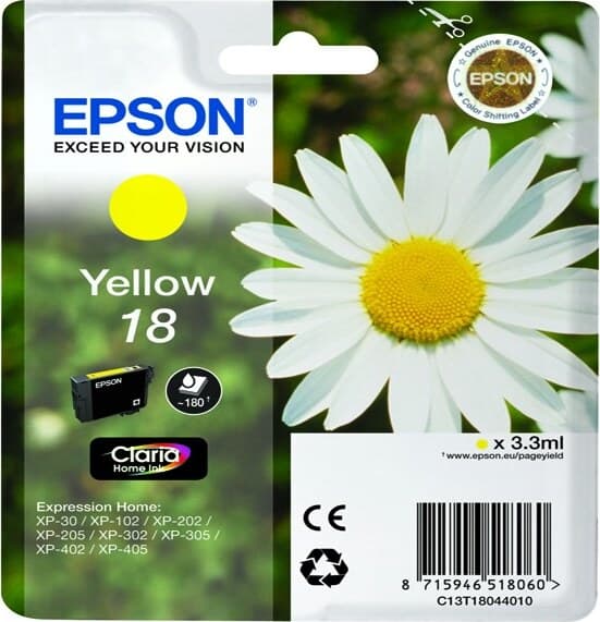 Epson - Cartuccia ink - 18 - Giallo - C13T18044012 - 3 3ml Elettronica/Informatica/Stampanti e accessori/Accessori per stampanti a inchiostro e laser/Cartucce d'inchiostro Eurocartuccia - Pavullo, Commerciovirtuoso.it