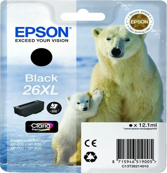 Epson - Cartuccia ink - 26XL - Nero - C13T26214012 - 12 2ml Elettronica/Informatica/Stampanti e accessori/Accessori per stampanti a inchiostro e laser/Cartucce d'inchiostro Eurocartuccia - Pavullo, Commerciovirtuoso.it