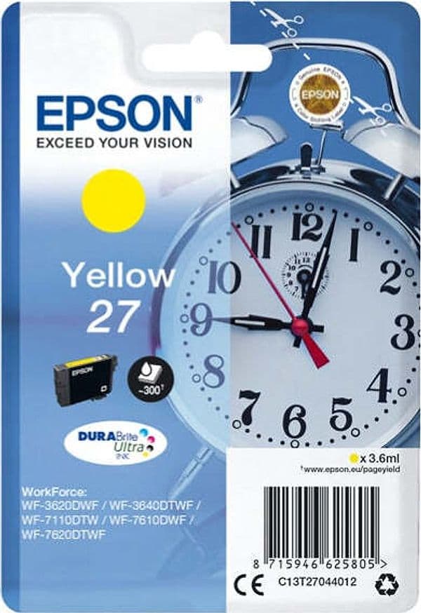 Epson - Cartuccia ink - 27 - Giallo - C13T27044012 - 3 6ml Elettronica/Informatica/Stampanti e accessori/Accessori per stampanti a inchiostro e laser/Cartucce d'inchiostro Eurocartuccia - Pavullo, Commerciovirtuoso.it