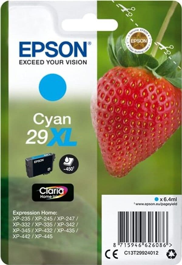 Epson - Cartuccia ink - 29XL - Ciano - C13T29924012 - 6 4ml Elettronica/Informatica/Stampanti e accessori/Accessori per stampanti a inchiostro e laser/Cartucce d'inchiostro Eurocartuccia - Pavullo, Commerciovirtuoso.it