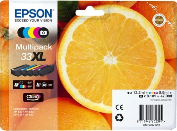 Epson - Cartuccia ink - 33XL - C-M-Y-K-K PH - C13T33574011 - C-M-Y 8 9ml - K 12 2ml - K PH 8 1ml Elettronica/Informatica/Stampanti e accessori/Accessori per stampanti a inchiostro e laser/Cartucce d'inchiostro Eurocartuccia - Pavullo, Commerciovirtuoso.it
