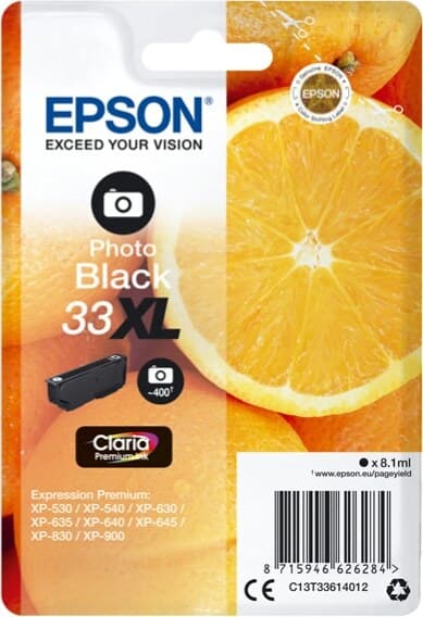 Epson - Cartuccia ink - 33XL - Nero Photo - C13T33614012 - 8 1ml Elettronica/Informatica/Stampanti e accessori/Accessori per stampanti a inchiostro e laser/Cartucce d'inchiostro Eurocartuccia - Pavullo, Commerciovirtuoso.it