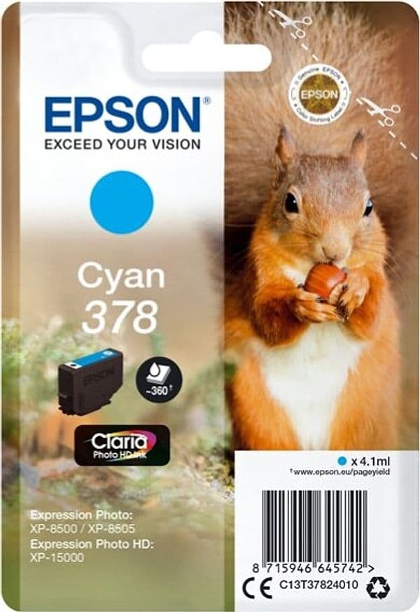Epson - Cartuccia ink - 378 - Ciano - C13T37824010 - 360 pag Elettronica/Informatica/Stampanti e accessori/Accessori per stampanti a inchiostro e laser/Cartucce d'inchiostro Eurocartuccia - Pavullo, Commerciovirtuoso.it