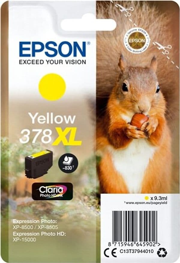 Epson - Cartuccia ink - 378XL - Giallo - C13T37944010 - 9 3ml Elettronica/Informatica/Stampanti e accessori/Accessori per stampanti a inchiostro e laser/Cartucce d'inchiostro Eurocartuccia - Pavullo, Commerciovirtuoso.it