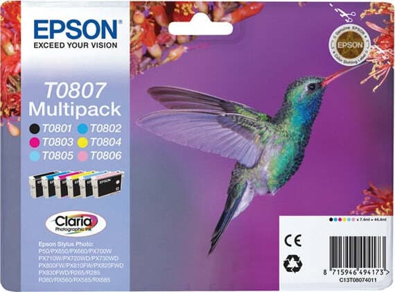 Epson - Cartuccia ink - C-M-Y-K-C CH-M CH - T0807 - C13T08074011 - 7 4ml cad Elettronica/Informatica/Stampanti e accessori/Accessori per stampanti a inchiostro e laser/Cartucce d'inchiostro Eurocartuccia - Pavullo, Commerciovirtuoso.it