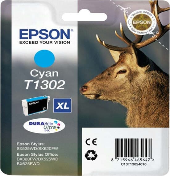 Epson - Cartuccia ink - Ciano - T1302 - C13T13024012 - 10 1ml Elettronica/Informatica/Stampanti e accessori/Accessori per stampanti a inchiostro e laser/Cartucce d'inchiostro Eurocartuccia - Pavullo, Commerciovirtuoso.it