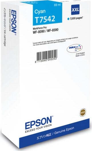 Epson - Cartuccia ink - Ciano - T7542 - C13T754240 - 69ml Elettronica/Informatica/Stampanti e accessori/Accessori per stampanti a inchiostro e laser/Cartucce d'inchiostro Eurocartuccia - Pavullo, Commerciovirtuoso.it