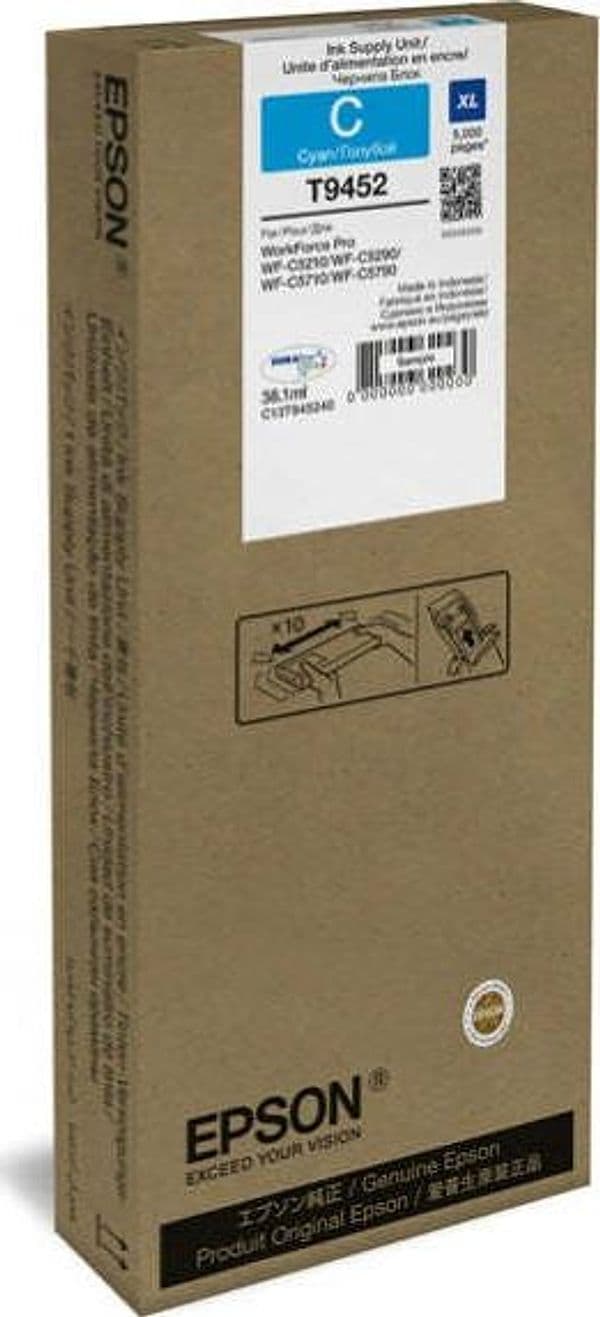 Epson - Cartuccia ink - Ciano - T9452 - C13T945240 - 38 1ml Elettronica/Informatica/Stampanti e accessori/Accessori per stampanti a inchiostro e laser/Cartucce d'inchiostro Eurocartuccia - Pavullo, Commerciovirtuoso.it