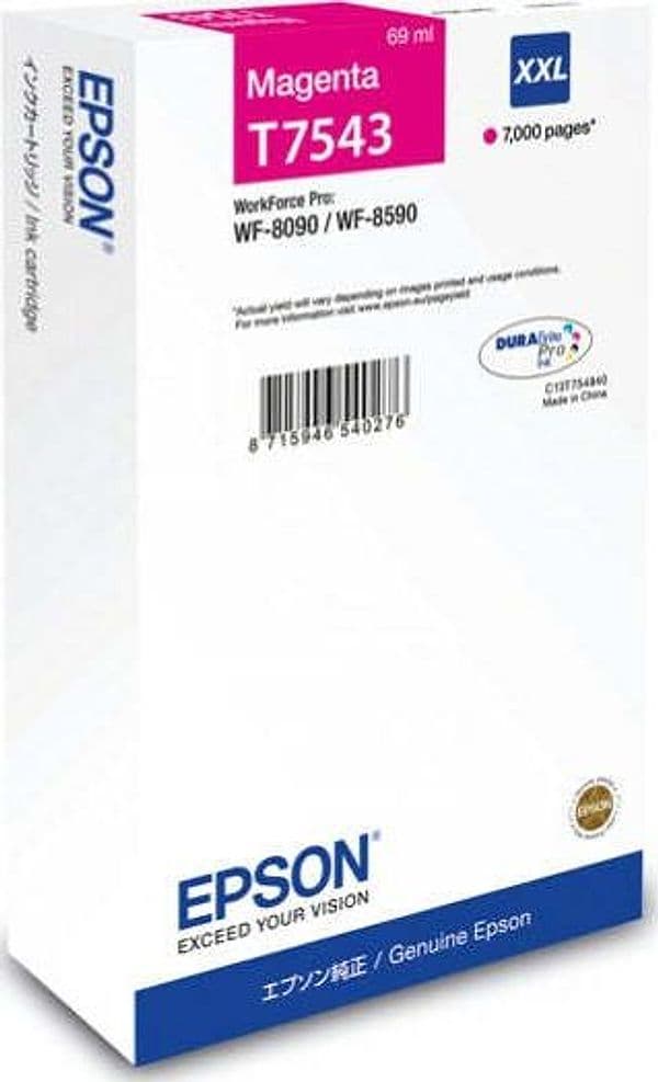 Epson - Cartuccia ink - Magenta - T7543 - C13T754340 - 69ml Elettronica/Informatica/Stampanti e accessori/Accessori per stampanti a inchiostro e laser/Cartucce d'inchiostro Eurocartuccia - Pavullo, Commerciovirtuoso.it