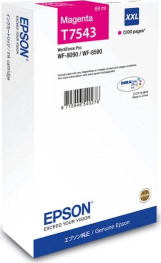 Epson - Cartuccia ink - Magenta - T7543 - C13T754340 - 69ml Elettronica/Informatica/Stampanti e accessori/Accessori per stampanti a inchiostro e laser/Cartucce d'inchiostro Eurocartuccia - Pavullo, Commerciovirtuoso.it