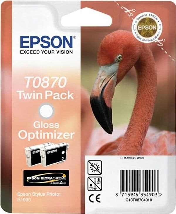 Epson - Confezione doppia Cartuccia ink - Gloss optimizer - T0870 - C13T08704010 - 11 4ml x 2 Elettronica/Informatica/Stampanti e accessori/Accessori per stampanti a inchiostro e laser/Cartucce d'inchiostro Eurocartuccia - Pavullo, Commerciovirtuoso.it