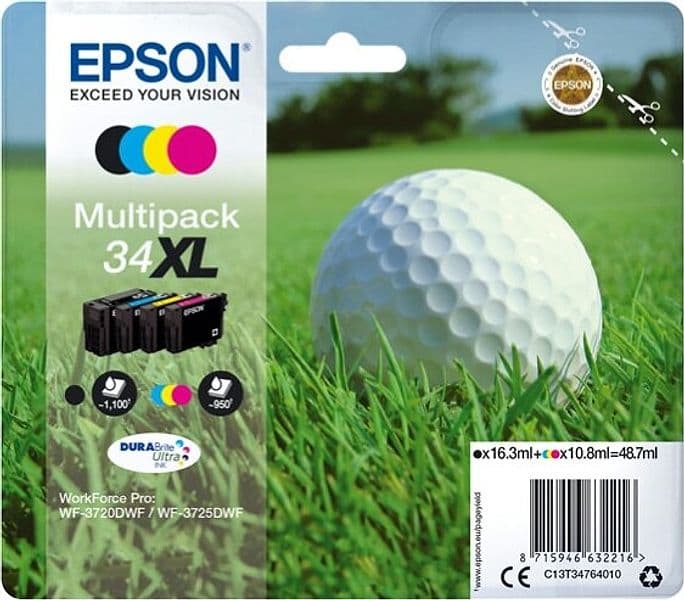 Epson - Multipack Cartuccia ink - 34XL - C-M-Y-K - C13T34764010 - C-M-Y 10 8ml - K 16 3ml Elettronica/Informatica/Stampanti e accessori/Accessori per stampanti a inchiostro e laser/Cartucce d'inchiostro Eurocartuccia - Pavullo, Commerciovirtuoso.it