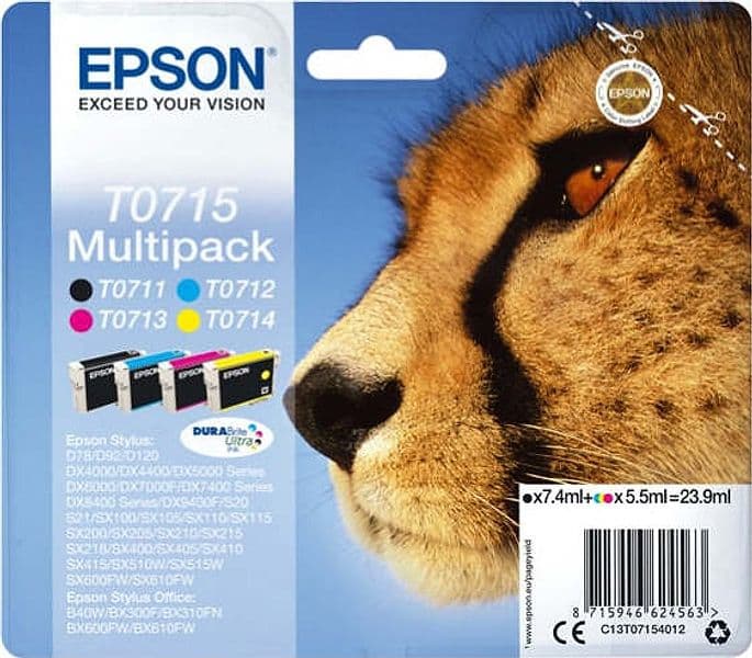 Epson - Multipack Cartuccia ink - C-M-Y-K - T0715 - C13T07154012 - C-M-Y 5 5ml - K 7 4ml Elettronica/Informatica/Stampanti e accessori/Accessori per stampanti a inchiostro e laser/Cartucce d'inchiostro Eurocartuccia - Pavullo, Commerciovirtuoso.it