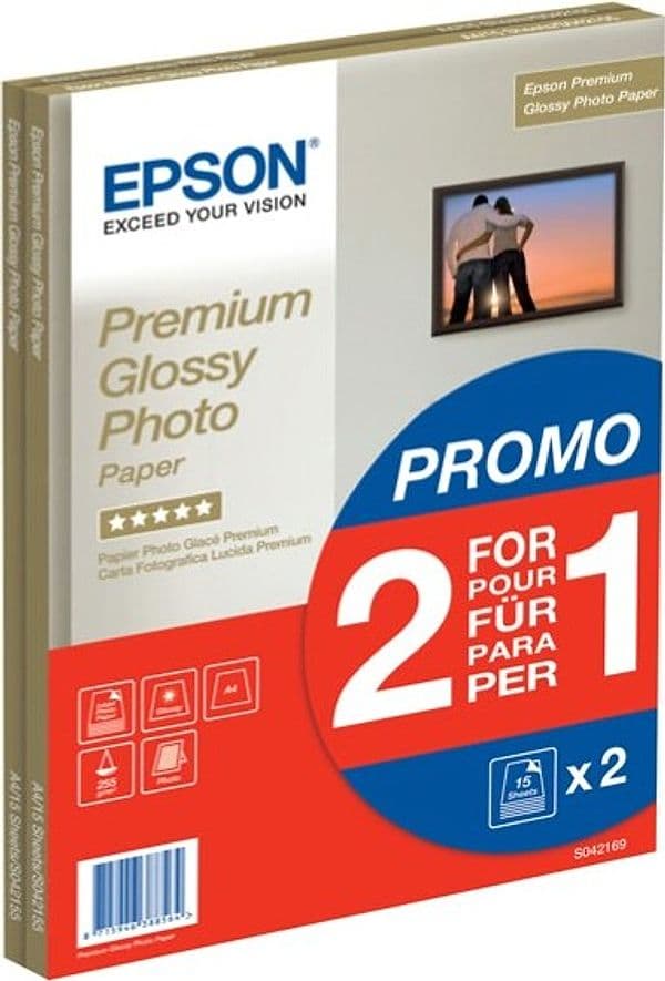 Epson - Premium Glossy Photo Paper - A4 - 2x 15 Fogli - C13S042169 Cancelleria e prodotti per ufficio/Carta blocchi e quaderni/Carta/Carta per fotocopiatrici e stampanti/Carta per fotocopiatrice e multiuso Eurocartuccia - Pavullo, Commerciovirtuoso.it