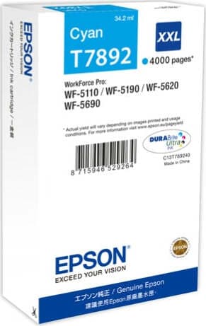 Epson - Tanica - Ciano - T7892 - C13T789240 - 34 2ml Elettronica/Informatica/Stampanti e accessori/Accessori per stampanti a inchiostro e laser/Cartucce d'inchiostro Eurocartuccia - Pavullo, Commerciovirtuoso.it