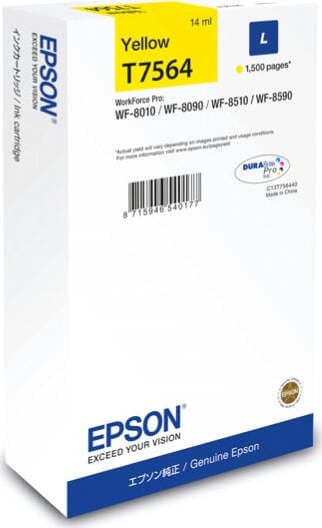 Epson - Tanica - Giallo - T7564 - C13T756440 - 14ml Elettronica/Informatica/Stampanti e accessori/Accessori per stampanti a inchiostro e laser/Cartucce d'inchiostro Eurocartuccia - Pavullo, Commerciovirtuoso.it