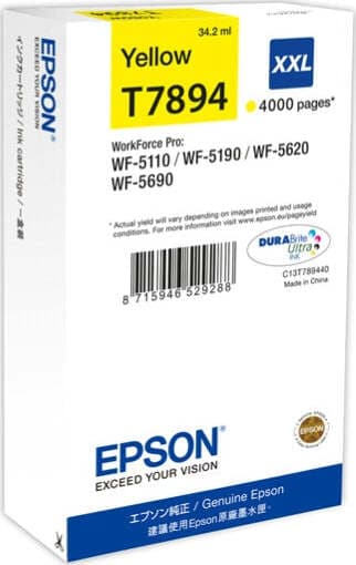 Epson - Tanica - Giallo - T7894 - C13T789440 - 34 2ml Elettronica/Informatica/Stampanti e accessori/Accessori per stampanti a inchiostro e laser/Cartucce d'inchiostro Eurocartuccia - Pavullo, Commerciovirtuoso.it