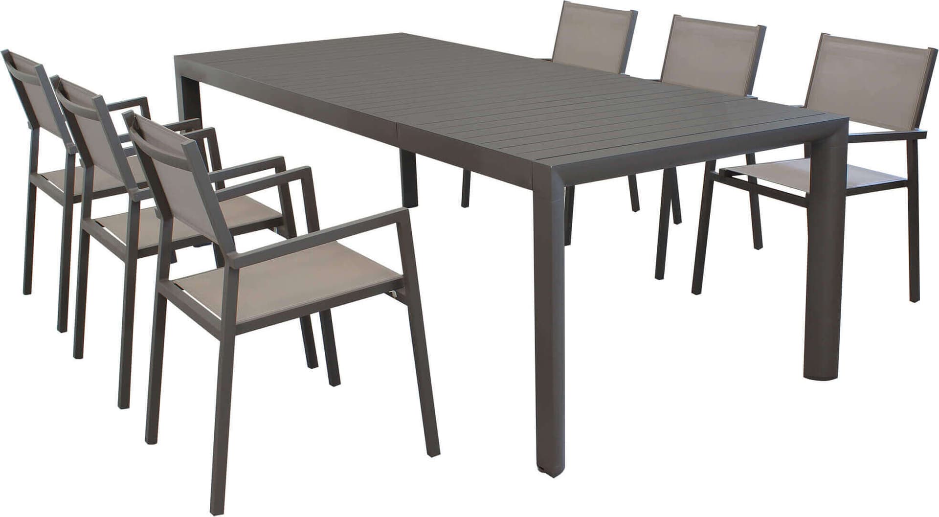 EQUITATUS---set-tavolo-in-alluminio-cm-180/240x100x75-h-con-6-sedute-Taupe-Milani-Home